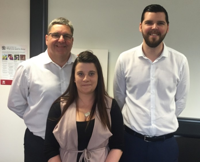 Encore's new Derby team LtoR Dave Walter, Danielle Shaw, Dean Martin