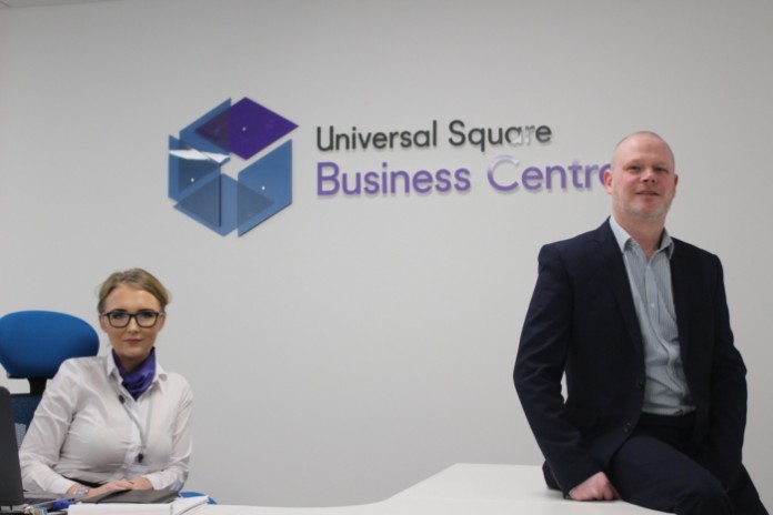 Charlotte Burrows and Andrew Hesketh of MCR Property Group's Universal Square Business Centre