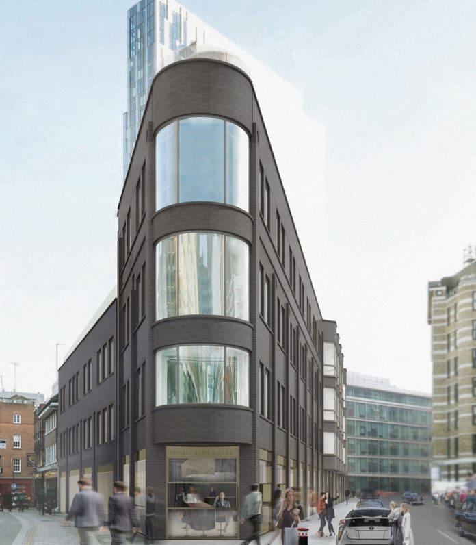 Seaforth Land's Spitalfields House -exterior from corner of Widegate Street and Middlesex Street