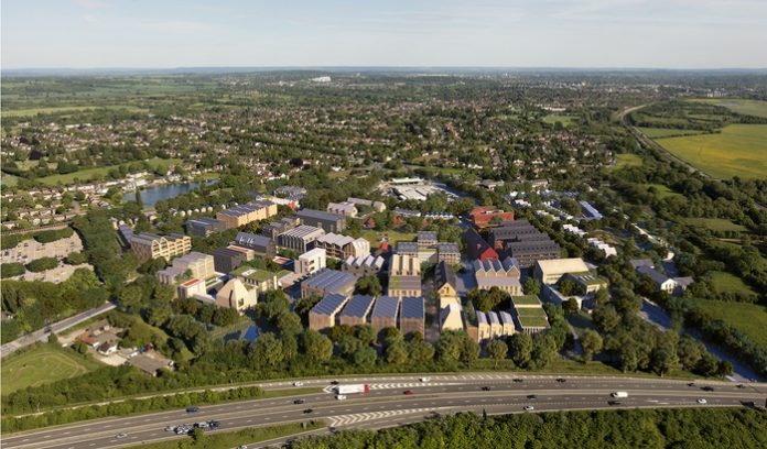 Oxford North aerial view looking towards the City centre