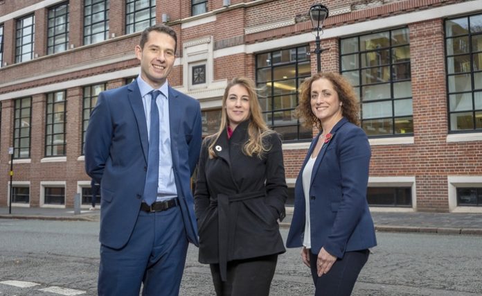 David Sadler of Taylor Maxwell, REI projects manager Catherine Gee and Charlotte Fullard of LSH
