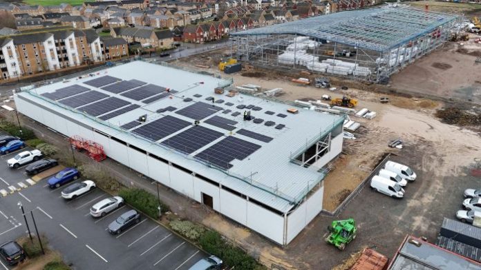 Construction progressing at The Boulevard, Hampton, where the roof structure is now in place on the Lidl store.